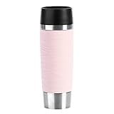 Emsa Travel Mug Waves Grande Isolierbecher N20120 | 0,5 L | bis zu 6h heiß und 12h kalt | 100% dichter Thermobecher | 360°-Trinköffnung | Quick-Press-Verschluss | Puderrosa