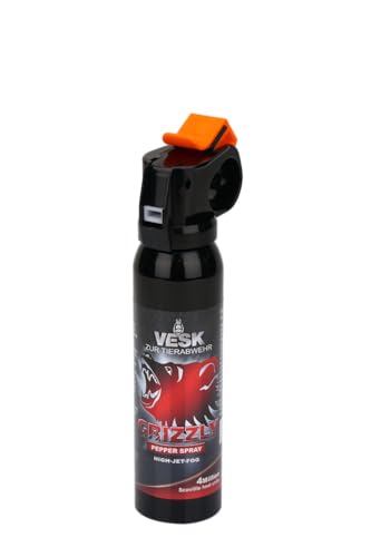 Pfefferspray VESK Outdoor Grizzly 150ml Bärenabwehrspray High-Jet-Fog Breitstrahl 4 Mio. Scoville extrem leistungsstark Sprühkappe mit Fingergriff