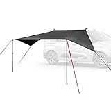 qeedo Motor Tarp Car Sonnensegel, Auto-Vordach mit UV80-Schutz, wasserdicht & lichtundurchlässig, einfache Saugnapf-Montage, Markise mit flexiblem Anbau für PKW, Van oder Camper