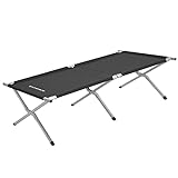 SONGMICS Feldbett, klappbar, Campingbett, Gästebett, 210 x 72 x 45 cm, max. statische Belastbarkeit 110 kg, Reisen, Outdoor, schwarz GCB21H