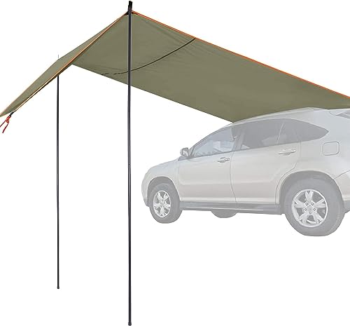 REDCAMP wasserdichte Auto Side Markise Sonnenschutz, tragbare Sonnensegel Auto vorzelt Camper Sonnenschutz mit justierbaren Planen Polen und Saugnapf für Camping, Picknick