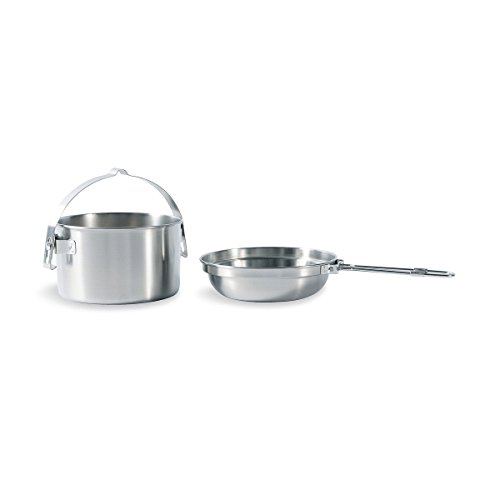 Tatonka Camping-Kochset Kettle 2,5 L - Topf und Pfanne aus Edelstahl - 2.5 Liter Volumen - Mit Henkel zum Aufhängen - Ø 20 x 12,5 cm, Silber