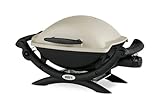 Weber Q1000 Gasgrill, 43 x 32cm Grillfäche, portabler BBQ Grill, 1 Brenner, 2-geteilter porzellanemaillierter Guss-Grillrost, Aluminiumguss Deckel & Gehäuse - Titanium (50060079)