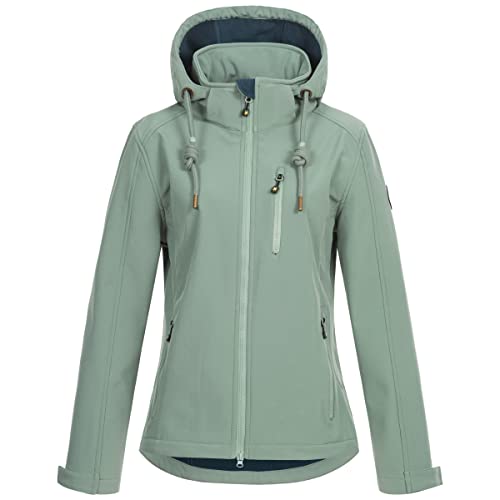 Ankerglut Damen Mit Abnehmbarer Kapuze Gefüttert Übergangsjacke Windbreaker #Ankerglutfreude Softshelljacke, Slate Gray, 38 EU