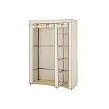 SONGMICS Kleiderschrank, faltbar, aus Vliesstoff, 110 x 45 x 175 cm, Beige, LSF007M