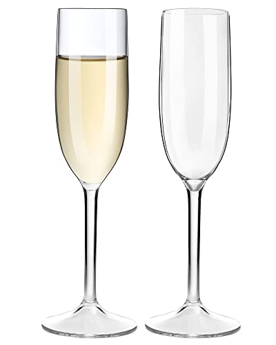 MICHLEY Tritan-Kunststoff Unzerbrechlich Champagner trinkglas, weinglaeser, gläser fur Camping Party, BPA-frei 170 ml Plastik Tasse 2 er Set