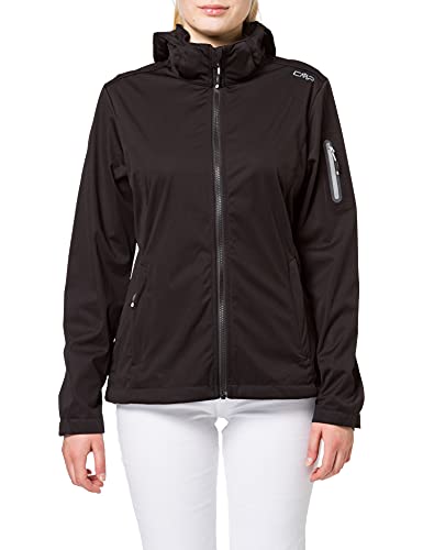 CMP - Leichte Softshelljacke für Damen mit abnehmbarer Kapuze, Schwarz, D38