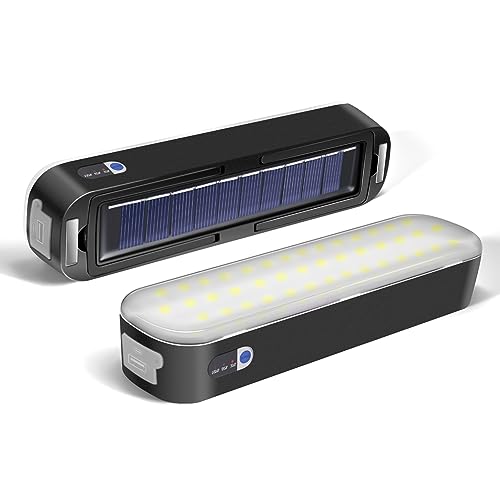 Civikyle 1-Stück LED Solar Laterne Campinglampe Magnetische Outdoor Zelt Licht 6000mAh USB Aufladbar Camping Zubehör Powerbank Notleuchte für Blockout (Schwarz)