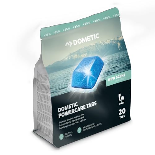 DOMETIC Power-Care für Camping-WCs & Chemietoiletten – Sanitär-Zusatz zersetzt Fäkalien und verhindert unangenehme Gerüche – Alternative zu Sanitärflüssigkeit (20 Tabs für 20 Tankfüllungen)