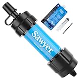 Sawyer Mini PointONE Wasserfilter Outdoor Notversorgung enfernt 100% Mikroplastik und 99,99999%* aller Bakterien (Blau)