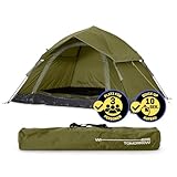 Lumaland Camping Zelt | Leichtes Pop Up Wurfzelt | 2-3 Personen Kuppelzelt | Trekking & Festival Igluzelt | Sekundenzelt Wasserdicht 210x190x110cm | Ideal auch als Strand Wind- & Sonnenschutz [Grün]