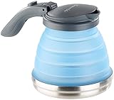 Rosenstein & Söhne Wasserkocher faltbar: Faltbarer Silikon-Camping-Wasserkessel mit Edelstahlboden; 800 ml (Silikon Wasserkocher, Faltbarer Wasserkocher Camping, Wasserkanister)