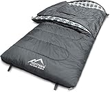 normani 4-in-1-Funktion Extrem Outdoor Schlafsack 'Antarctica' aus Nylon Rip-Stop mit 500 + 250 g/m² Hollow Fiber Füllung 220 x 90 cm Farbe Grey Größe Rechts