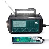 Kurbelradio DAB+/DAB/UKW mit 5000mAh Akku Wiederaufladbare, Notfallradio mit Taschenlampe & Leselicht, Tragbare Camping Radio mit USB Handyladefunktion FM Dynamo, SOS-Alarm für Wandern, Outdoor