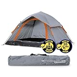 Lumaland Camping Zelt | Leichtes Pop Up Wurfzelt | 2-3 Personen Kuppelzelt | Trekking & Festival Igluzelt | Sekundenzelt Wasserdicht 210x190x110cm | Ideal auch als Strand Wind- & Sonnenschutz [Grau]