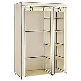 SONGMICS Kleiderschrank, faltbar, aus Vliesstoff, 110 x 45 x 175 cm, Beige, LSF007M