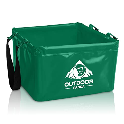 Outdoor Panda Faltschüssel 15L | Faltbare Spülschüssel Camping | Faltbarer Eimer aus Planen Gewebe | Waschschüssel Plastik | Schüssel Groß | Eckig | Grün