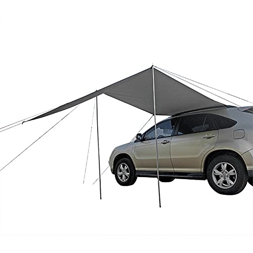 Blueshyhall Auto Markise, Wasserdicht Sonnensegel, Camping Dachzelt, Dachträger Sonnenschutzdach Heckklappe für Auto SUV Wohnwagen Outdoor (300 x 200 cm, Grau)