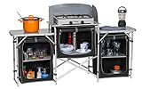 BERGER Campingküche XL ? Campingschrank faltbar mit 5 Staufächern inkl. Windschutz und Tragetasche ? Outdoor Camping Küche Küchenschrank ? Camping Küchenschrank faltbar mit Aluminiumgestell