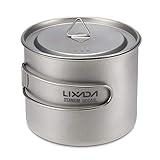 Lixada Titanium Topf Camping Tragbar Titanium Wasser Tragbar Becher Tasse Klappgriff(300 ml,350 ml,420ml,550 ml,650 ml,750ml,900ml,1600ml)