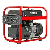 STIER Inverter Stromerzeuger SNS-200, Strom Generator, 10l Tankvolumen, 23 kg, Stromerzeuger Benzin leise 65 dB(A), 4-Takt Motor, Inverter Stromaggregat, Ölsensor, Laufzeit bis 10 Std., max. 2000 W