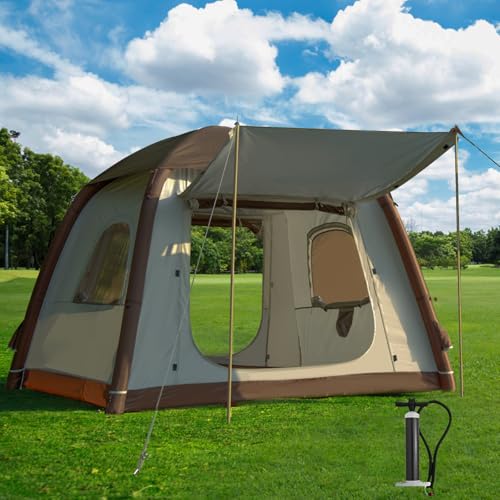 Aufblasbares Campingzelt Hüttenzelt, 2-4 Personen Glamping Zelte Sonnenunterstand, einfacher Aufbau wasserdichte Outdoor Oxford Zelte, aufblasbares Hauszelt