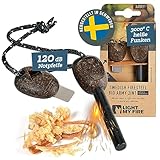 LIGHT MY FIRE Feuerstahl Outdoor Army, 10 mm, 12000 Zündungen, 2-in-1 mit Notfallpfeife, Feuerstahl XXL Survival Gadget Feuerstein Feuerzeug, Ewiges Streichholz mit Bio-basierter Kunststoffgriff