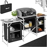 tectake® Camping Küche, Campingschrank faltbar, Reiseküche, Küchenschrank mit Arbeitsplatte und Staufächern für Outdoorküche, Vorzelt, Wohnwagen oder Auto Camping mit Tragetasche