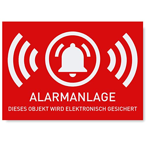 6 x Aufkleber Alarmgesichert (Klein - 5 x 3,5cm) - Schutz vor Einbruch in Auto und Wohnmobil - Aussenklebend - Alarm Sticker für mehr Sicherheit - Alarmanlage Aufkleber für außen - Geschlitzt