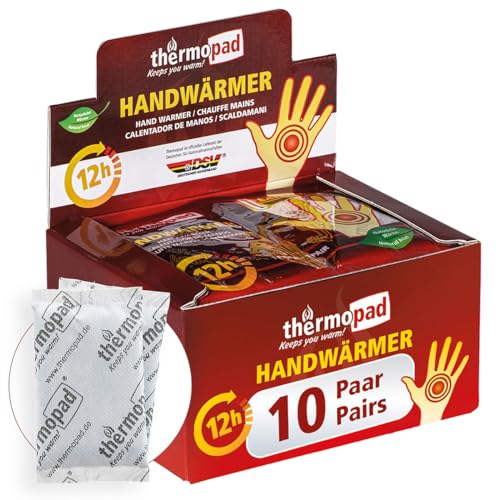 Thermopad Handwärmer | kuschlig weiches Wärmekissen | 12 Stunden wohltuende Wärme von 55°C | angenehme Taschenwärmer | 10 Paar