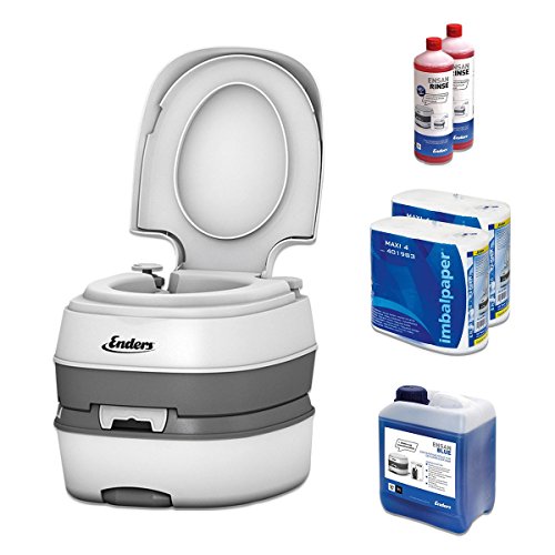 Campingtoilette Starter-Set Blue 5,0 Enders Deluxe [ 4994 ]: inkl. Sanitärflüssigkeit und WC Papier - mobile Chemietoilette Campingklo Camping-Toilette