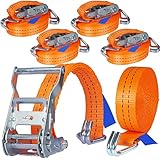 4 Stück 2000kg 6m Spanngurte mit Ratsche 2 teilig zweiteilig mit Haken Ratschengurt Zurrgurte orange 35mm 2000 daN 2t Industrie PLANET