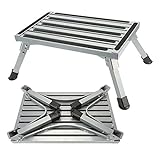 NORDSD Klapptritt Tritthocker für Wohnwagen, Wohnwagen, Anhänger, SUV, aus Aluminium, mit Rutschfester Oberfläche, leicht und robust, belastbar bis 249,5 kg, Höhe 22,9 cm