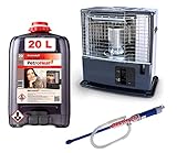 Petroleum-Ofen 3kW Tosai 360 A mit Pumpe elektrisch und Petroleum 20L Liter Camping-Heizung